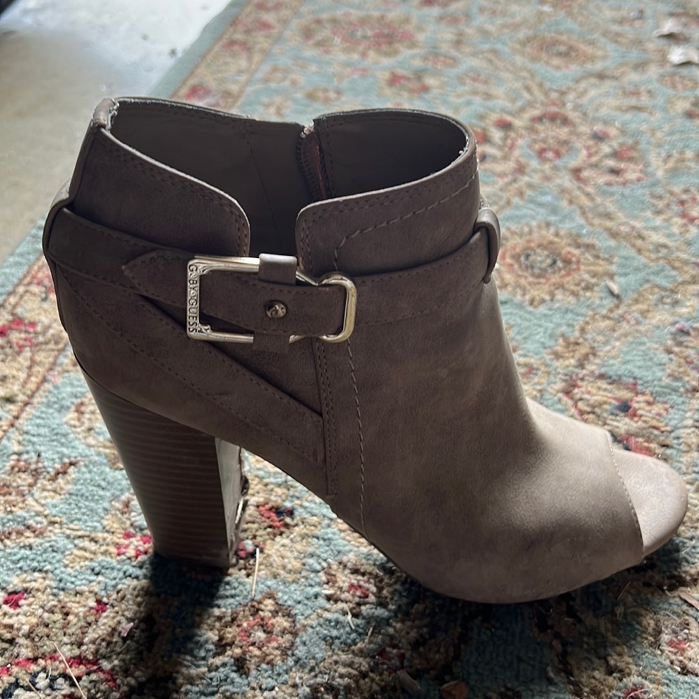 Guess Tan Booties- Open Toe Size 7 - image 1